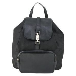 Gucci Vintage Jackie Backpack Gg Canvas Black Canvas Backpack Bag (Pre-Owned)